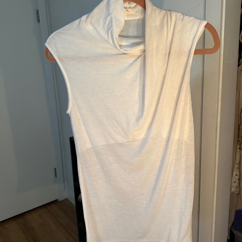 Helmut Lang Petite Sleeveless Cowl Neck Top in White